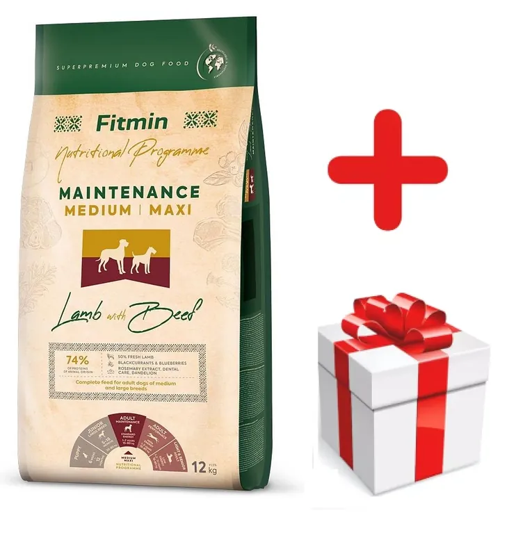 Outlet FITMIN Medium Maxi Maintenance Lamb&Beef 12kg + MEGLEPETÉS A KUTYÁDNAK