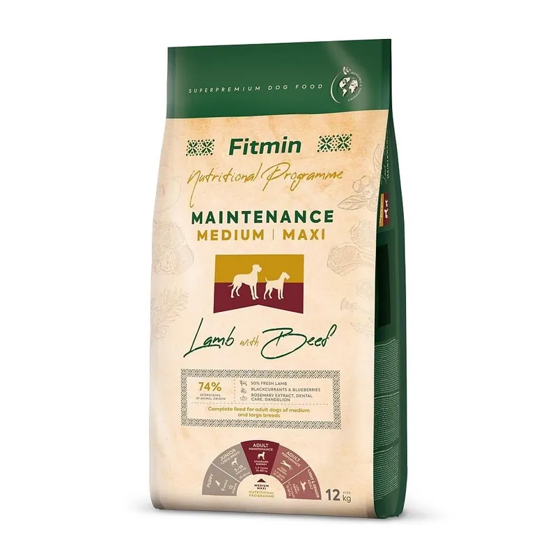 FITMIN Medium Maxi Maintenance Bárány és marha 12 kg Expressz kézbesítés