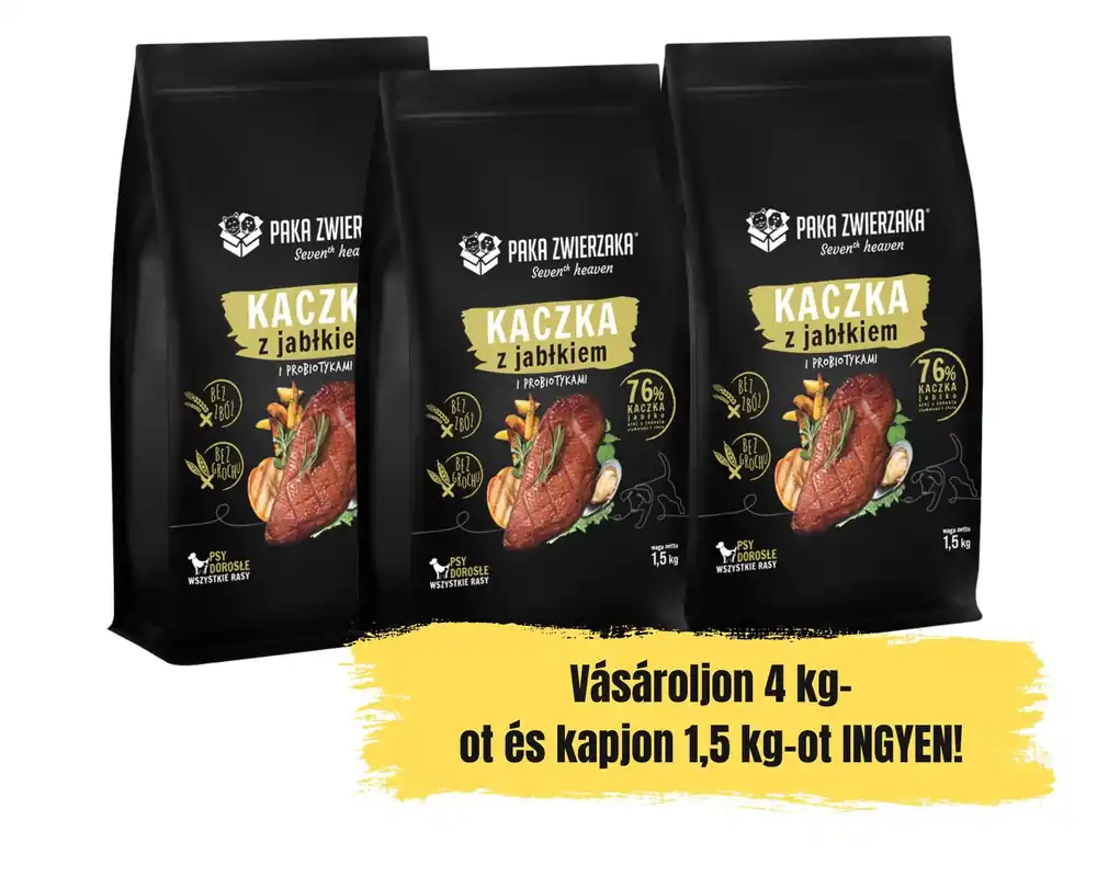 Paka Zwierzaka - Seventh heaven- Kacsa és alma 4kg+ 0,5 kg INGYEN !!! Gyors szállítás