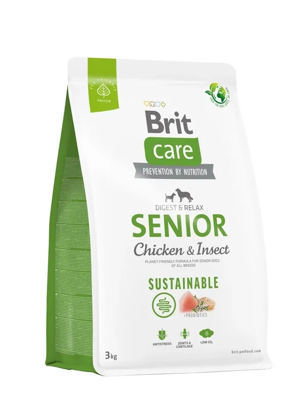 BRIT CARE Dog Fenntartható Senior Csirke és rovarok 3 kg Újdonság