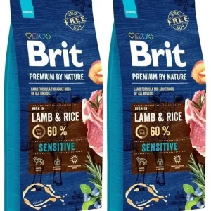 Végkiárusítás Brit Premium By Nature Sensitive bárányhússal és rizzsel 2x15kg