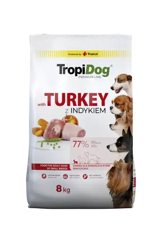 Tropidog Premium Adult Small Breeds pulykával és rizzsel 8kg Legkelendőbb