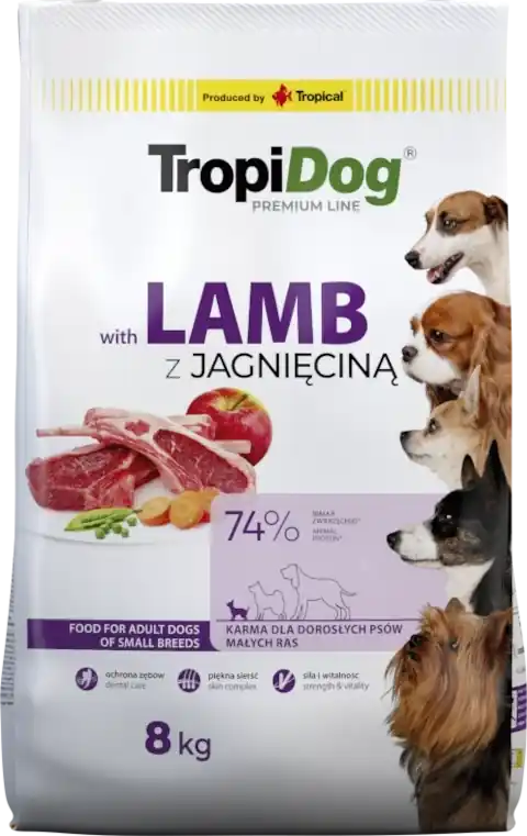 Kiárusítás Tropidog Premium Adult Small Breeds bárány és rizs 8kg