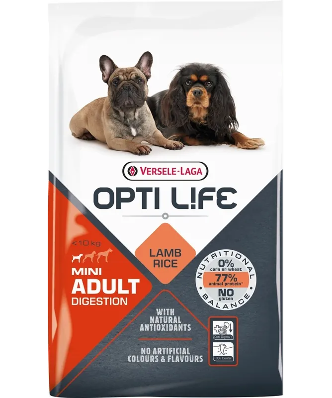 Szuper akció Versele-Laga Opti Life Adult Digestion Mini bárány rizzsel 7, 5kg