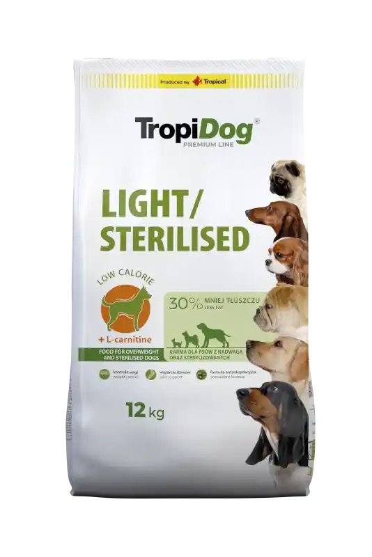 Prémium Tropidog Premium Light sterilizált csirke rizzsel 12kg