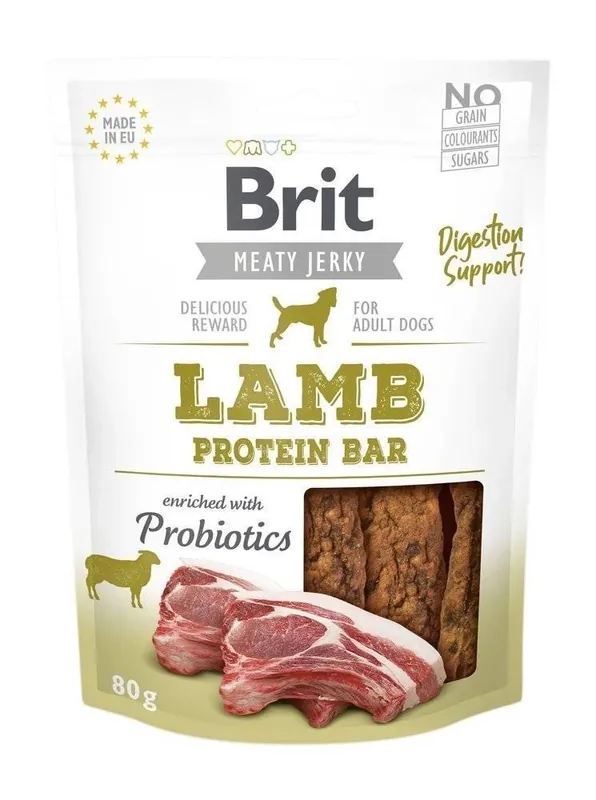 Brit Jerky Snack Bárány fehérje szelet 80g Gyors kiszállítás