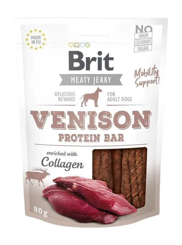 Nézd meg most Brit Jerky Snack szarvas fehérje szelet 80 g
