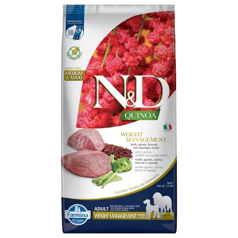 Farmina Farmina N&D Grain Free Quinoa Weight Management Lamb 7kg Vedd meg most