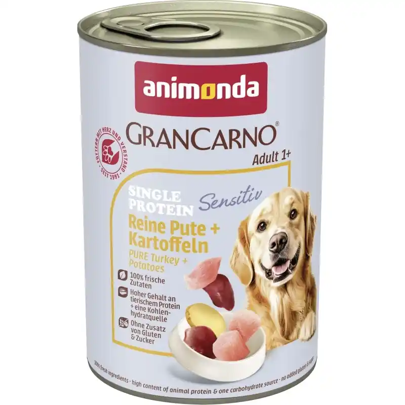 ANIMONDA GranCarno Sensitiv Felnőtt Kutya íz Pulyka + burgonya 400g Akció