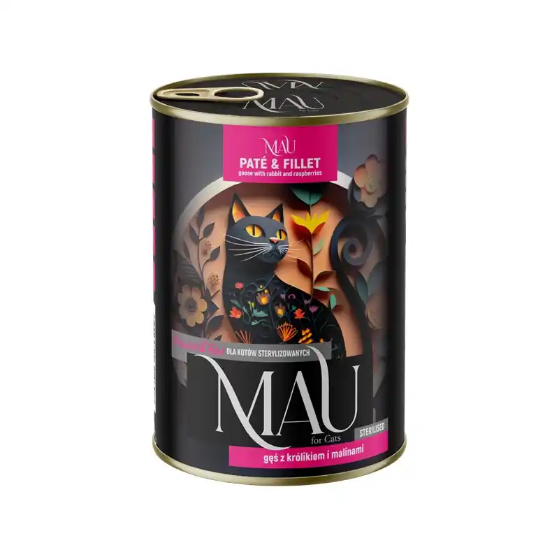 MAU Pástétom és filé – Nedves macskaeledel ivartalanított macskáknak, libával, nyúllal és málnával, 400 g Bestseller