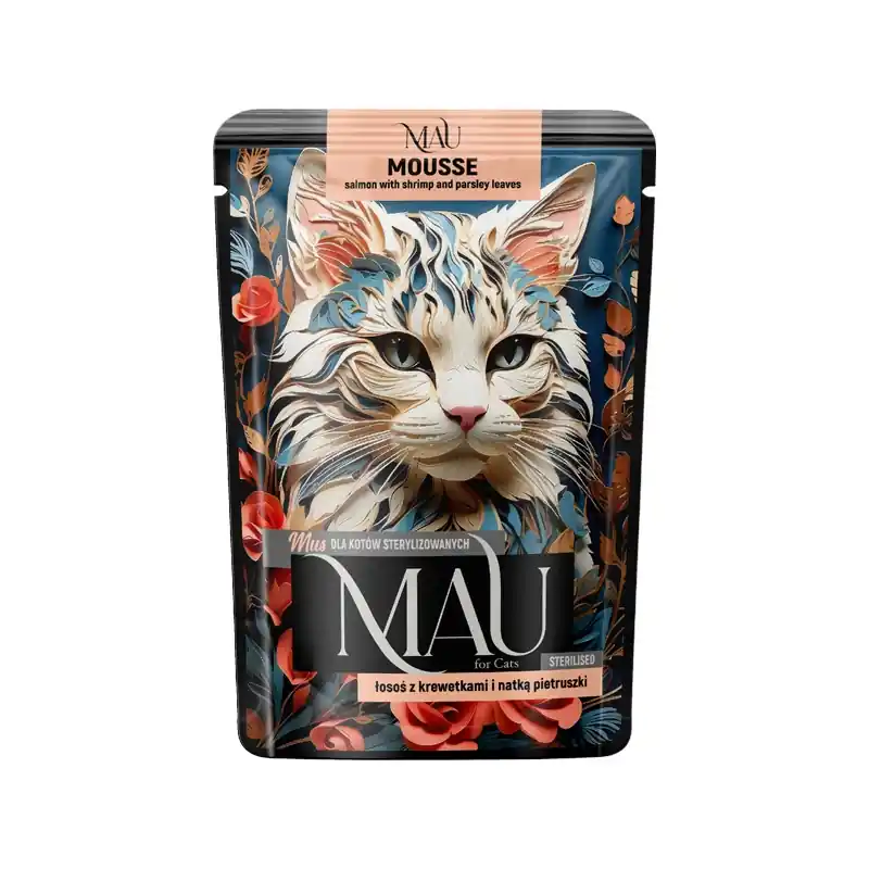 Mau Mus lazac garnélarákkal és petrezselyemmel ivartalanított macskáknak 85 g Biztonságos fizetés