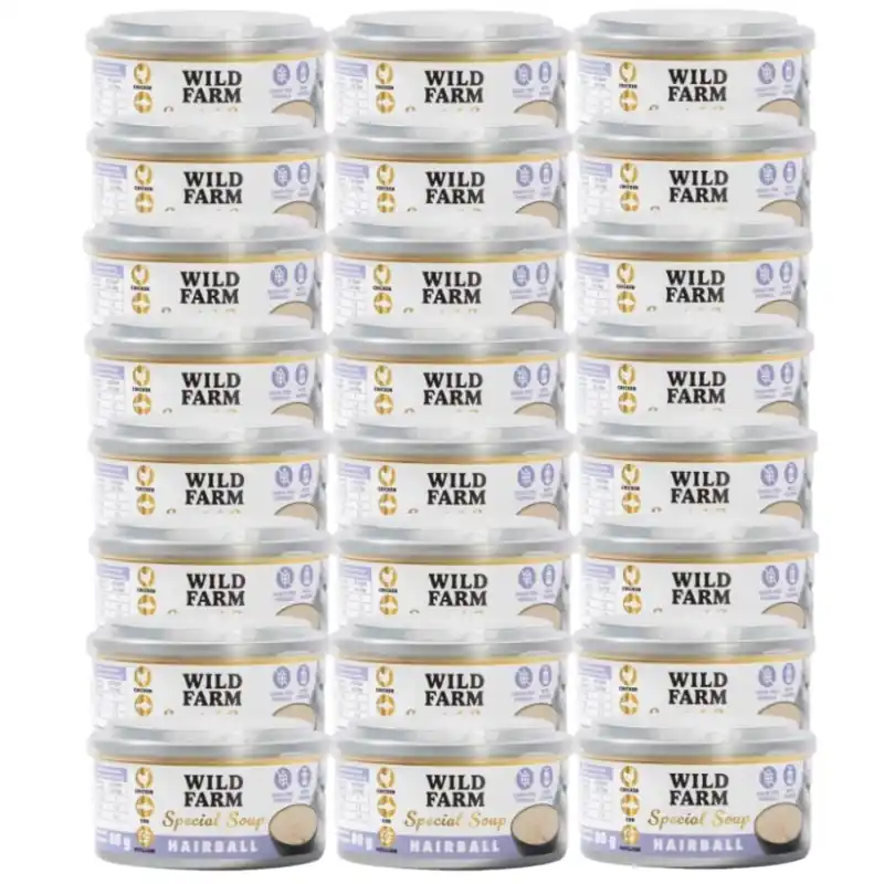 WILD FARM Special Soup 24x80 g Hairball – ízletes leves – elősegíti a megfelelő folyadékpótlást Ne maradj le