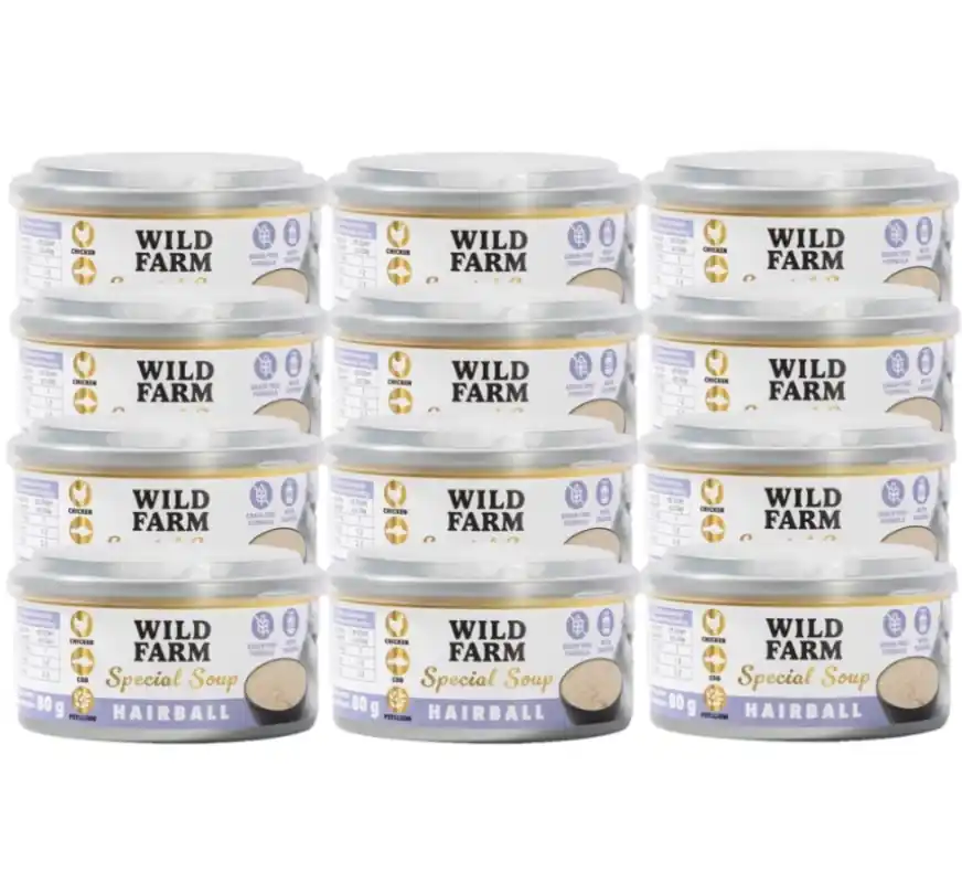 WILD FARM Special Soup 12x80 g Hairball – ízletes leves – elősegíti a megfelelő folyadékpótlást Árengedmény