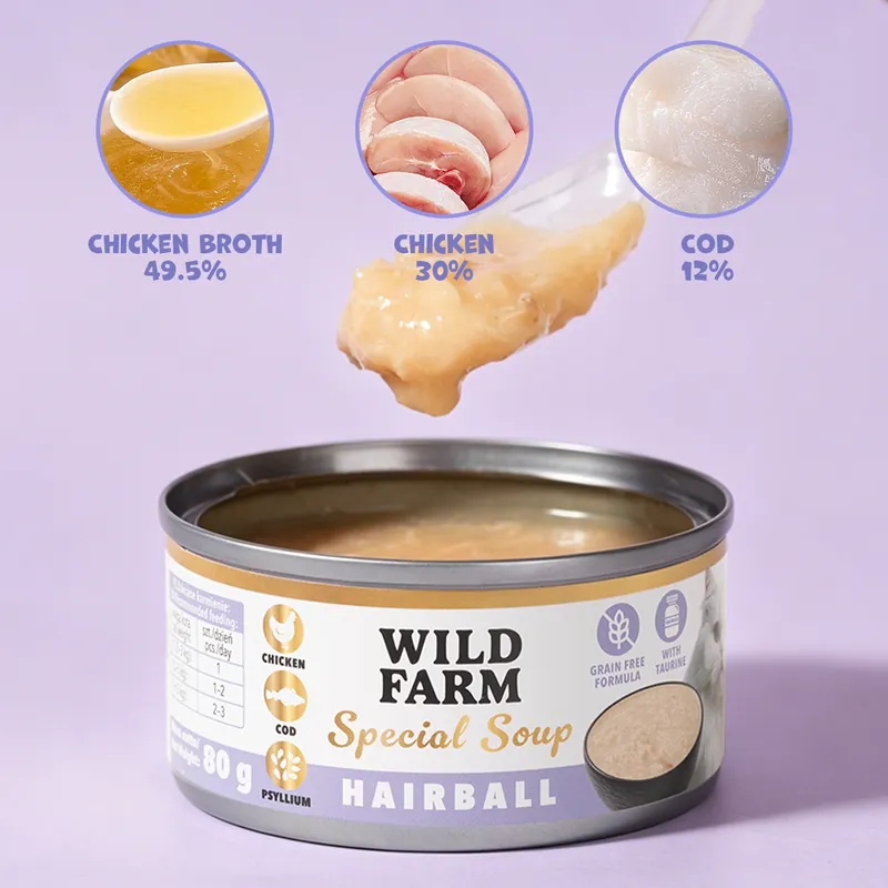 WILD FARM Special Soup 80 g Hairball – ízletes leves – elősegíti a megfelelő folyadékpótlást Olcsóbb