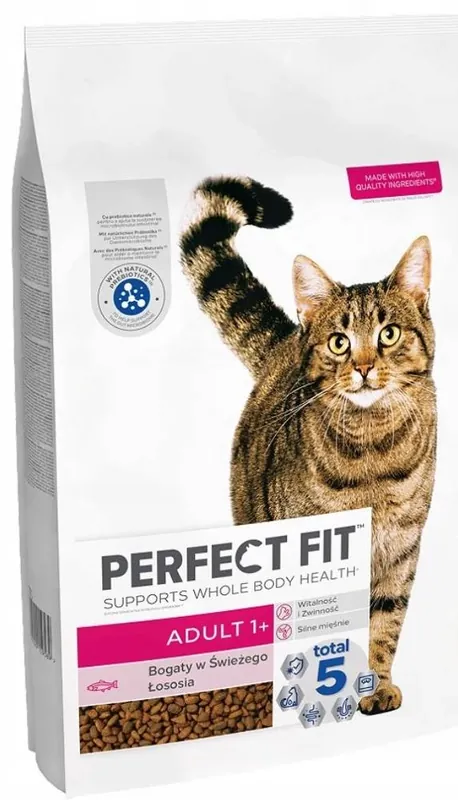 Szuper ajánlat PERFECT FIT Adult 1+ száraz eledel felnőtt macskáknak, gazdag lazac-tartalommal, 7 kg