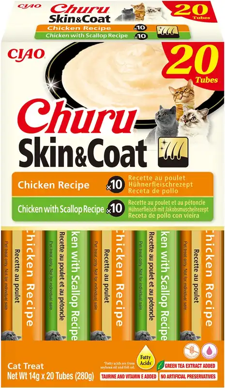 Vedd meg online INABA Churu Skin & Coat macskáknak, csirke ízű