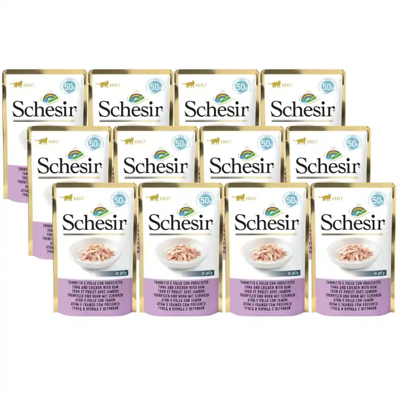Expressz szállítás Schesir Tonhal csirkével és sonkával zselében 12x50 g