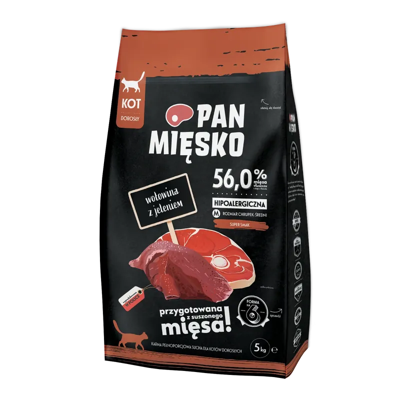 Akció PAN MIĘSKO Marha és szarvas M 5 kg macskáknak