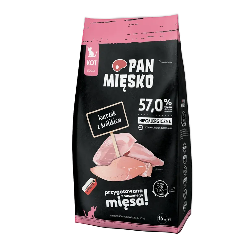 Bestseller PAN MIĘSKO Csirke és nyúl XS 1,6 kg cicaeledel