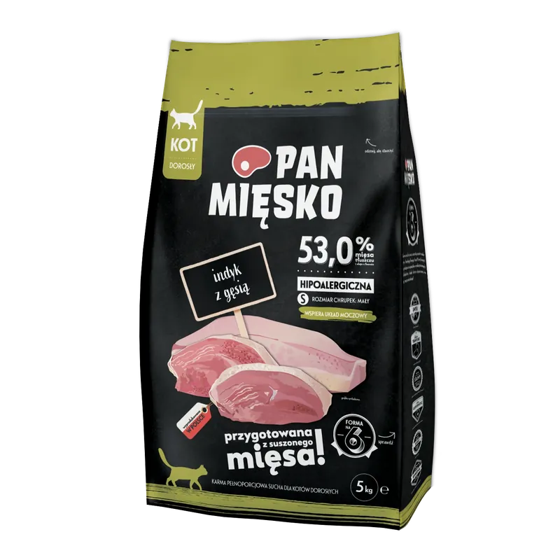 Exkluzív ajánlat PAN MIĘSKO Pulyka és liba S 5 kg macskáknak
