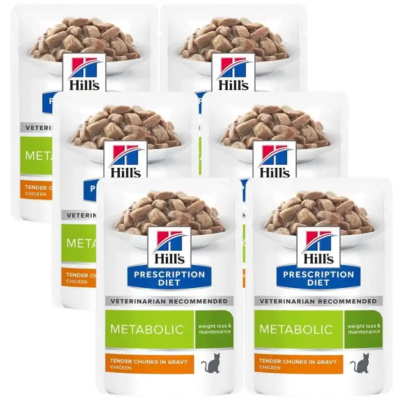Népszerű HILL‘S PD Prescription Diet macskatáp Metabolic 6x85 g-os tasakban