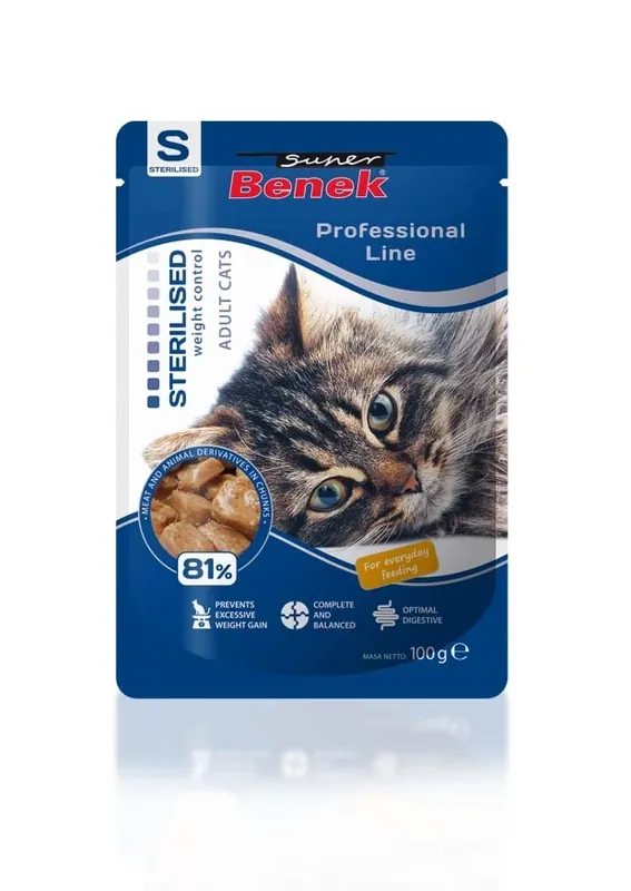 Vedd meg most Super Benek tasak sterilizált macskáknak baromfival 100g