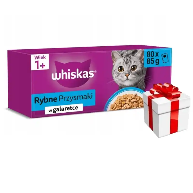 Kihagyhatatlan ajánlat Whiskas Adult 80x85g Nedves macskaeledel Halas finomságok zselében + Ingyenes Meglepetés Macskának