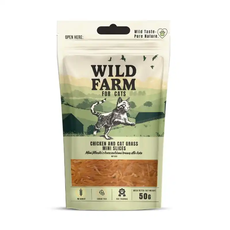WILD FARM Csirke- és fűfilé macskáknak 50g jutalomfalat macskáknak Vedd meg online