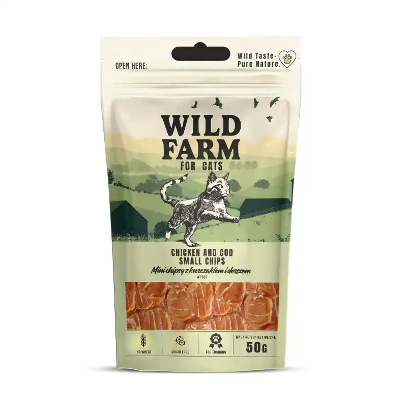 WILD FARM 50g Chips csirkével és tőkehallal 50g macskajutalomfalat Végkiárusítás