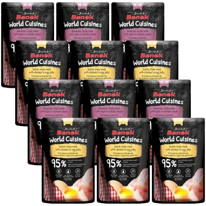 Super Benek World Cuisines Teljes értékű táplálék felnőtt macskáknak. Különböző ételek keveréke 12x100g Legkelendőbb