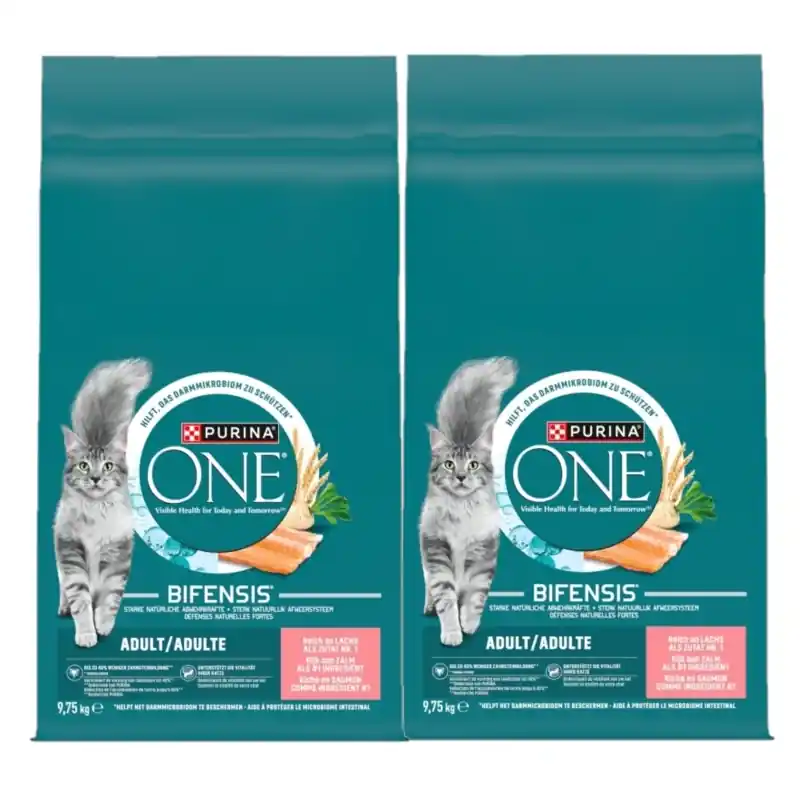 Népszerű Purina One Adult Salmon & Wheat felnőtt macskáknak szánt eledel 2x9,75 kg