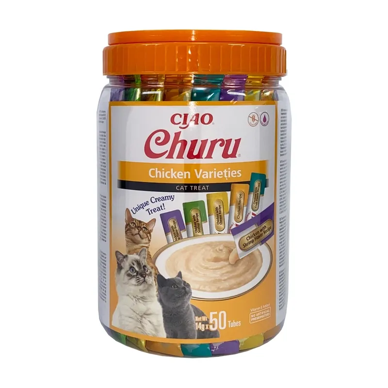 Biztonságos fizetés INABA Churu macskáknak való eledel - csirkehússal 50x14g