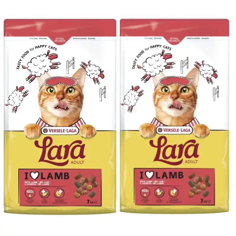 Nézd meg most VERSELE-LAGA Lara Adult Bárány 2x7kg - eledel felnőtt macskáknak bárányhússal