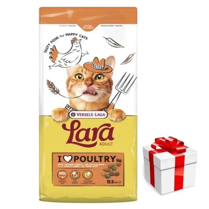 VERSELE-LAGA Lara Adult Turkey & Chicken 12,5 kg – felnőtt macskáknak készült táplálék pulykával és csirkével + ingyenes meglepetés ajándék a macskádnak Bestseller