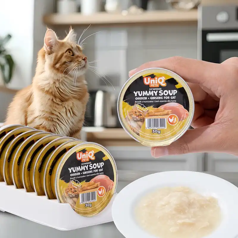 Biztonságos fizetés UNIQ PETS ROYAL CSIRKE NEDVES MACSKATÁP csirkehúslevessel és ginzenggel 30 g x 8 db
