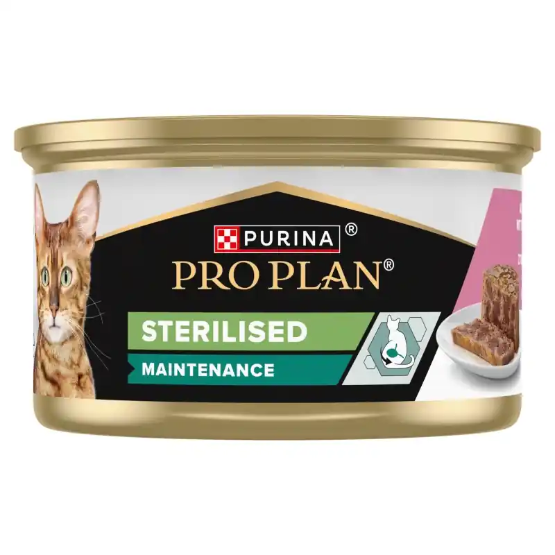 Expressz kézbesítés PRO PLAN Sterilised Moist lazac és tonhalpástétom nedves macskaeledel 85g