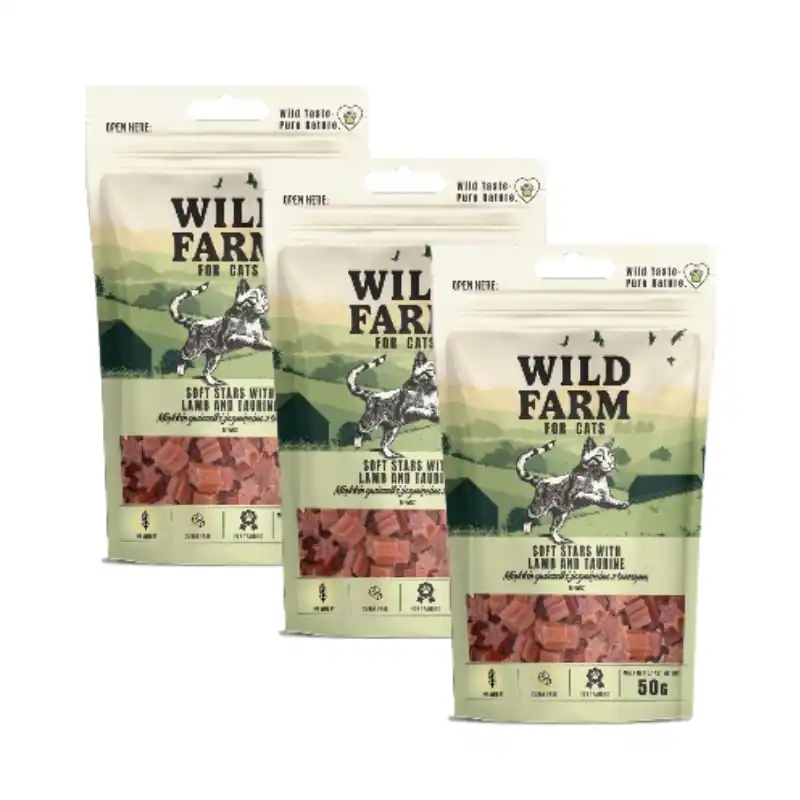 WILD FARM báránycsillagok taurinnal 3x50g macskacsemege 50g Biztonságos fizetés