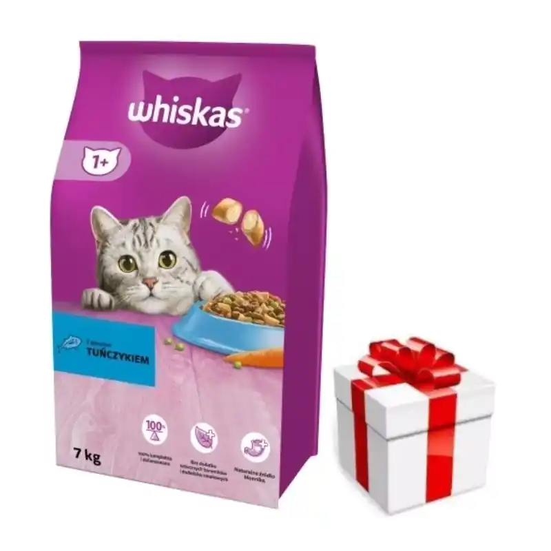 Bestseller WHISKAS Adult 7 kg - szárazeledel felnőtt macskáknak, ízletes tonhallal + Ingyenes Meglepetés Macskának