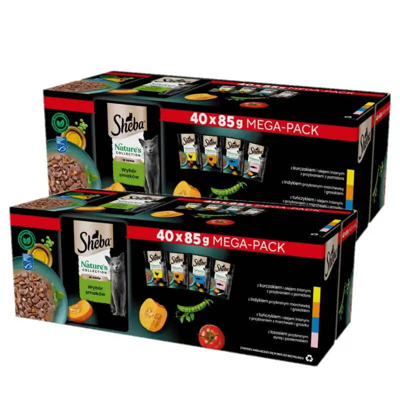SHEBA Nature‘s Collection Flavour Selection 80x85 g - Teljes értékű nedves eledel felnőtt macskáknak, szószban Népszerű