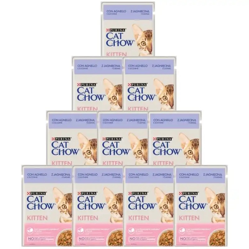 PURINA CAT CHOW Cicatáp bárányhússal és cukkinivel mártásban 10x85g Árcsökkenés