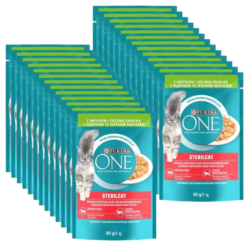 Azonnali szállítás Purina One Sterilcat pulykával és zöldbabbal 26x85g