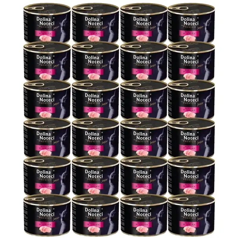 Dolina Noteci Premium Junior pulykában gazdag macskáknak 24x185g Biztonságos fizetés