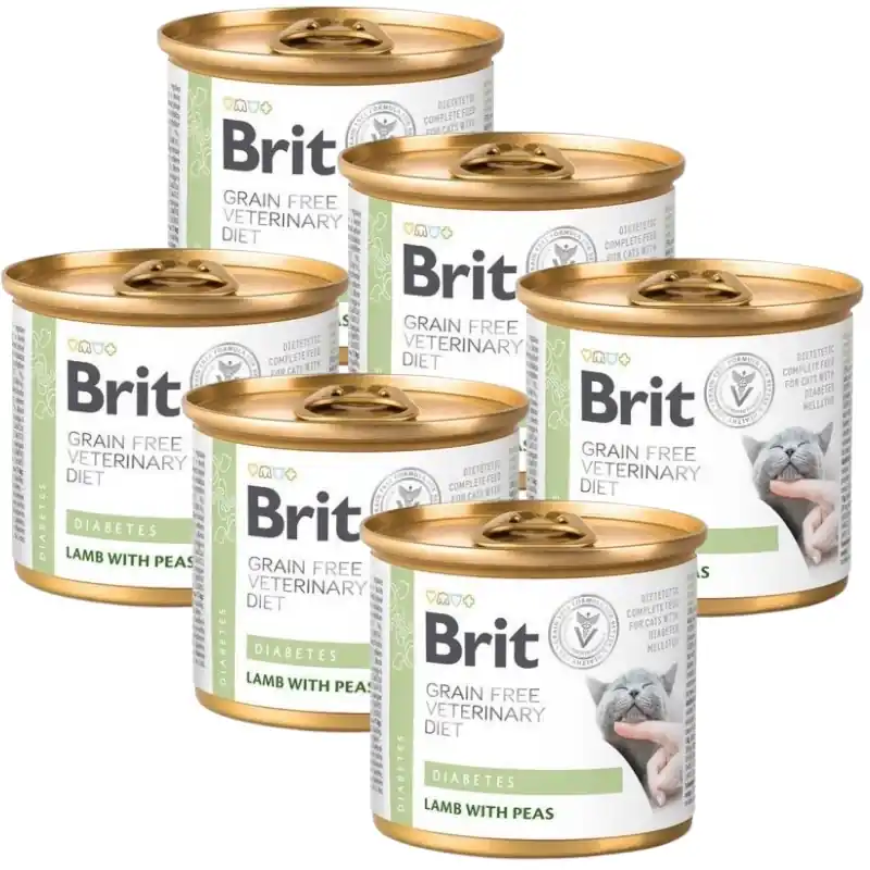 Kedvezményes ár Brit Grain Free Veterinary Diet Cat Diabetes Lamb & Peas 6x200g