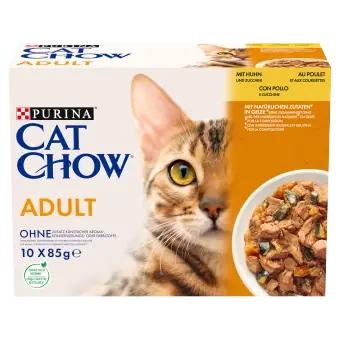 PURINA Cat Chow Adult Macskaeledel csirkével és cukkinivel zselében 10x85 g Biztonságos fizetés