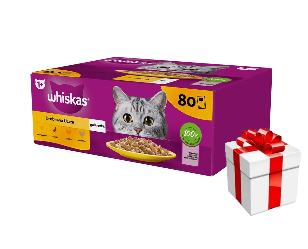 Rendeld meg most WHISKAS Adult tasak 80 x 85 g Poultry Piece - nedves eledel felnőtt macskáknak zselében (darabokban csirke, kacsa, baromfi, pulyka) + MEGLEPETÉS A MACSKÁNAK