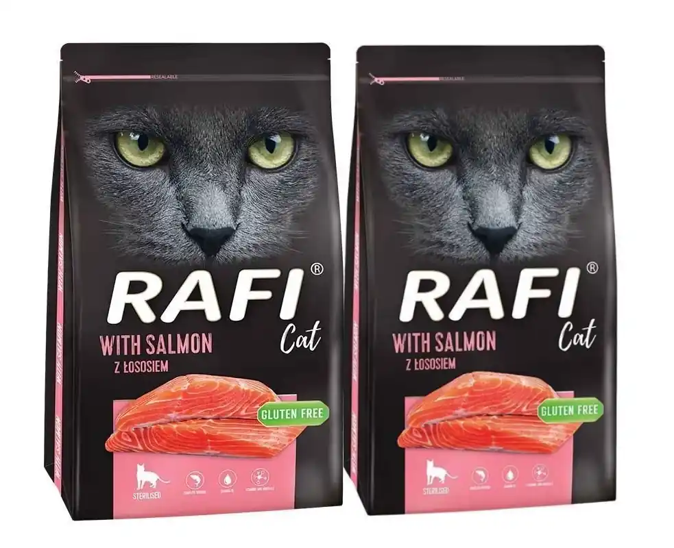 Olcsó Dolina Noteci Rafi Cat Rafi Cat Száraz macskatáp sterilizált macskáknak lazaccal 2x7kg