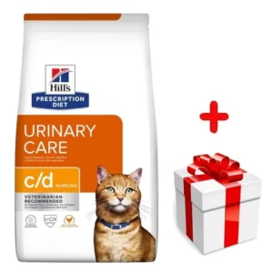 Újdonság HILL‘S PD Prescription Diet Feline c/d Multicare Chicken 8kg + meglepetés a macskádnak INGYENES!