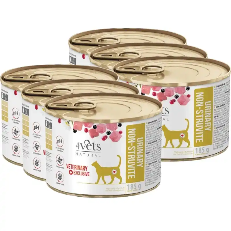 Szezonális akció 4Vets Macska vizelet Non-struvite 6x185g