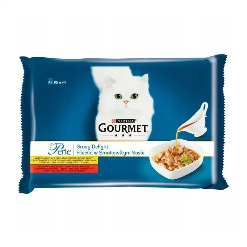 GOURMET Perle felnőtt macskaeledel Csirke Marhahús mártásban 4x 85g Árengedmény