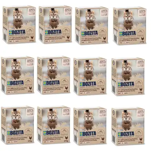 BOZITA Macska csirke és pulyka mártásban 12x370g Szuper akció